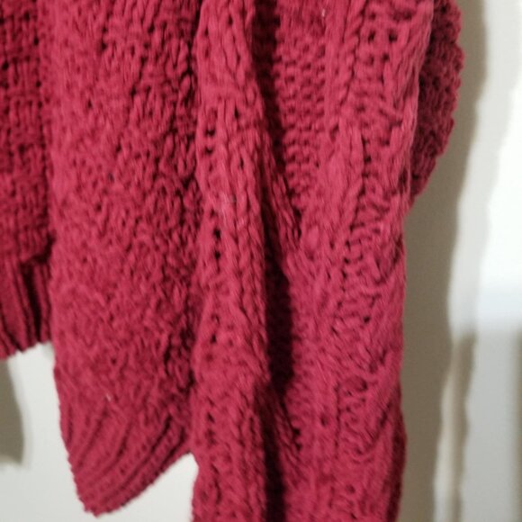 Double Zero Sweater Red Cropped Small Cable knit Cozy Casual - Picture 4 of 5